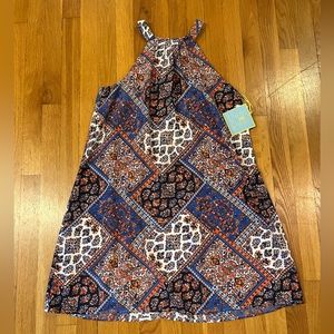 CeCe patchwork print halter dress, NWT